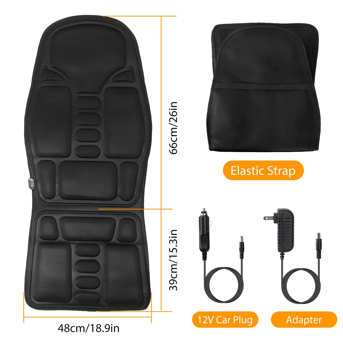 1Pc Back Massager Cushion Electric Massage Car Seat Cushion Chair Pad with Heating Function 8 Vibration Modes