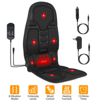1Pc Back Massager Cushion Electric Massage Car Seat Cushion Chair Pad with Heating Function 8 Vibration Modes